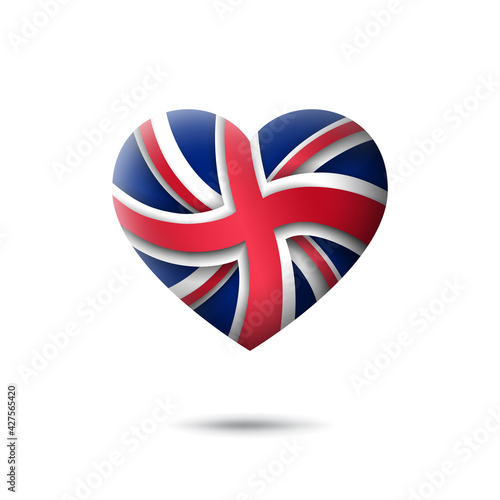 Great Britain flag icon in the shape of circle. Abstract flag of united kingdom. UK pattern. Flat style. Vector symbol, icon, round button