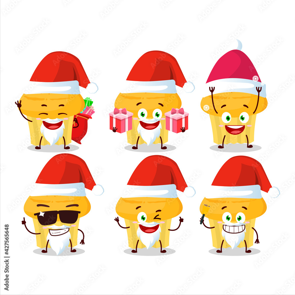 Santa Claus emoticons with cheese muffin cartoon character Santa Claus emoticons with cheese muffin cartoon character