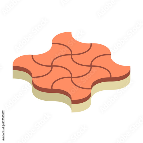 Concrete paver block pavement floor or brick vector icon. For landscape, outdoor, garden by paving on ground to create round dumble pattern. That sidewalk, road, patio, path, street or walkway.