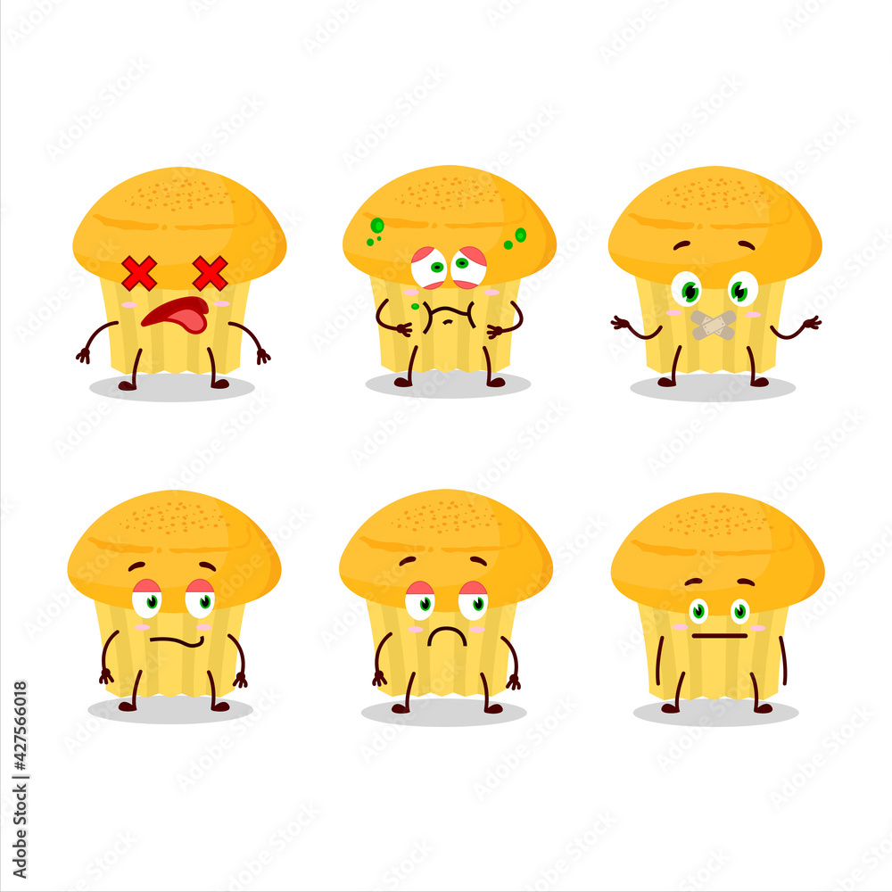 Cheese muffin cartoon character with nope expression Cheese muffin cartoon character with nope expression
