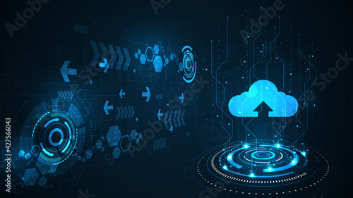 Interface of digital data transfer via cloud.