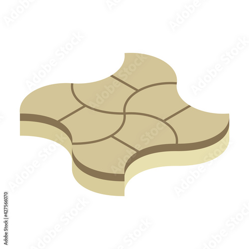 Concrete paver block pavement floor or brick vector icon. For landscape, outdoor, garden by paving on ground to create round dumble pattern. That sidewalk, road, patio, path, street or walkway.