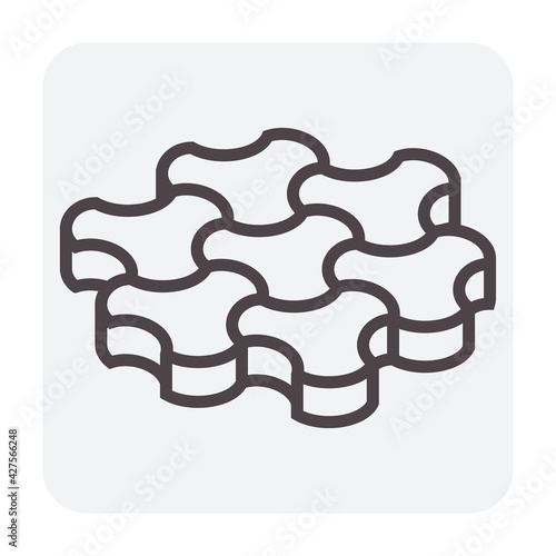 Concrete paver block pavement floor or brick vector icon. For landscape, outdoor, garden by paving on ground to create milano pattern. That sidewalk, road, patio, path or walkway. Editable stroke.