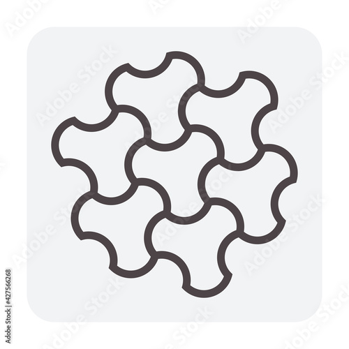 Concrete paver block pavement floor or brick vector icon. For landscape, outdoor, garden by paving on ground to create milano pattern. That sidewalk, road, patio, path or walkway. Editable stroke.