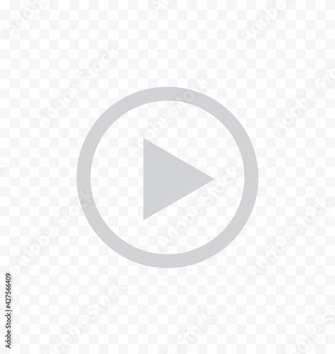 play video icon on transparent background. video player interface. flat style. play button sign.