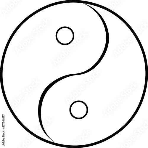 Vector illustration of yin yang outlines