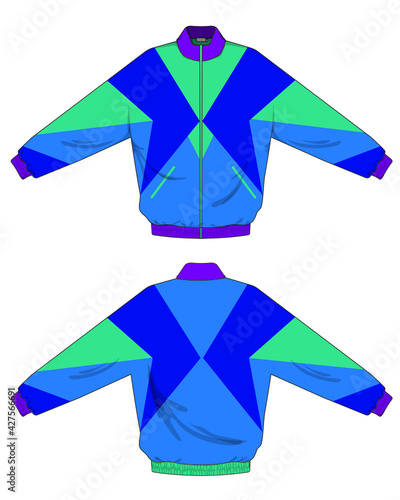 retro vintage windbreaker hoodie jacket template