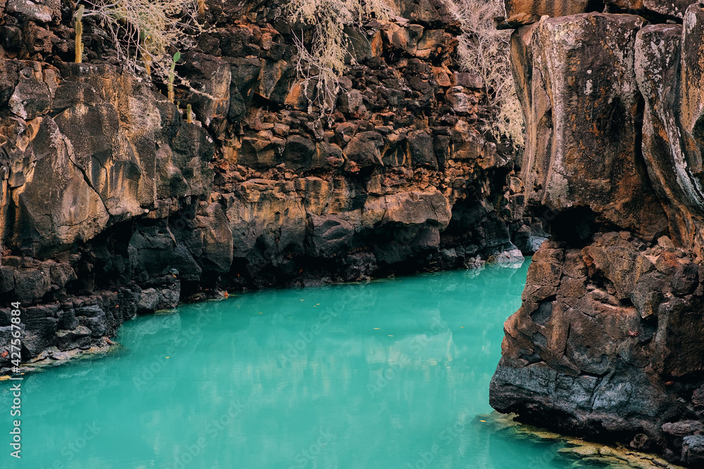 volcanic crevices Galapagos Islands water rocks grietas