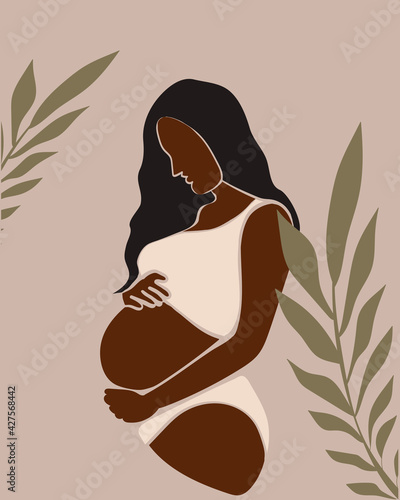 Pregnancy resources type. Abstract Graphic, modern art about young pregnancy and motherhood woman - mother concept. Vector illustration. Create branding, packaging, print, social media content