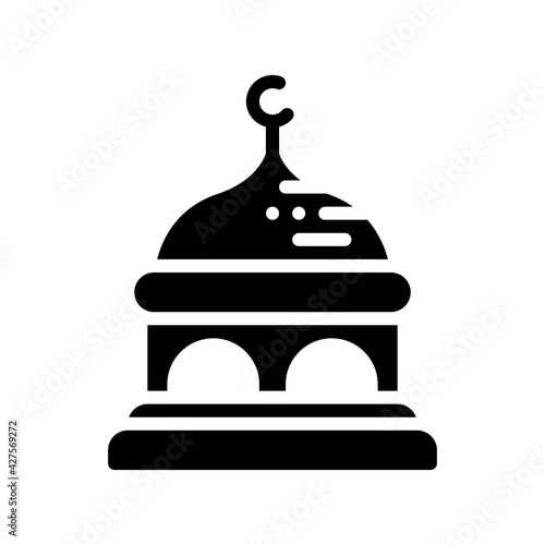 Islamic mosque icon in solid style isolated on white background. vector illustration from religion collection. EPS 10
