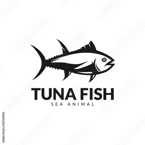 vector design negative space tuna fish logo. logo template