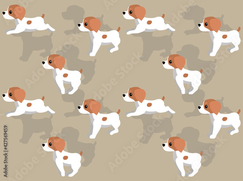Animal Animation Sequence Brittany Walking Cartoon Vector Seamless Wallpaper