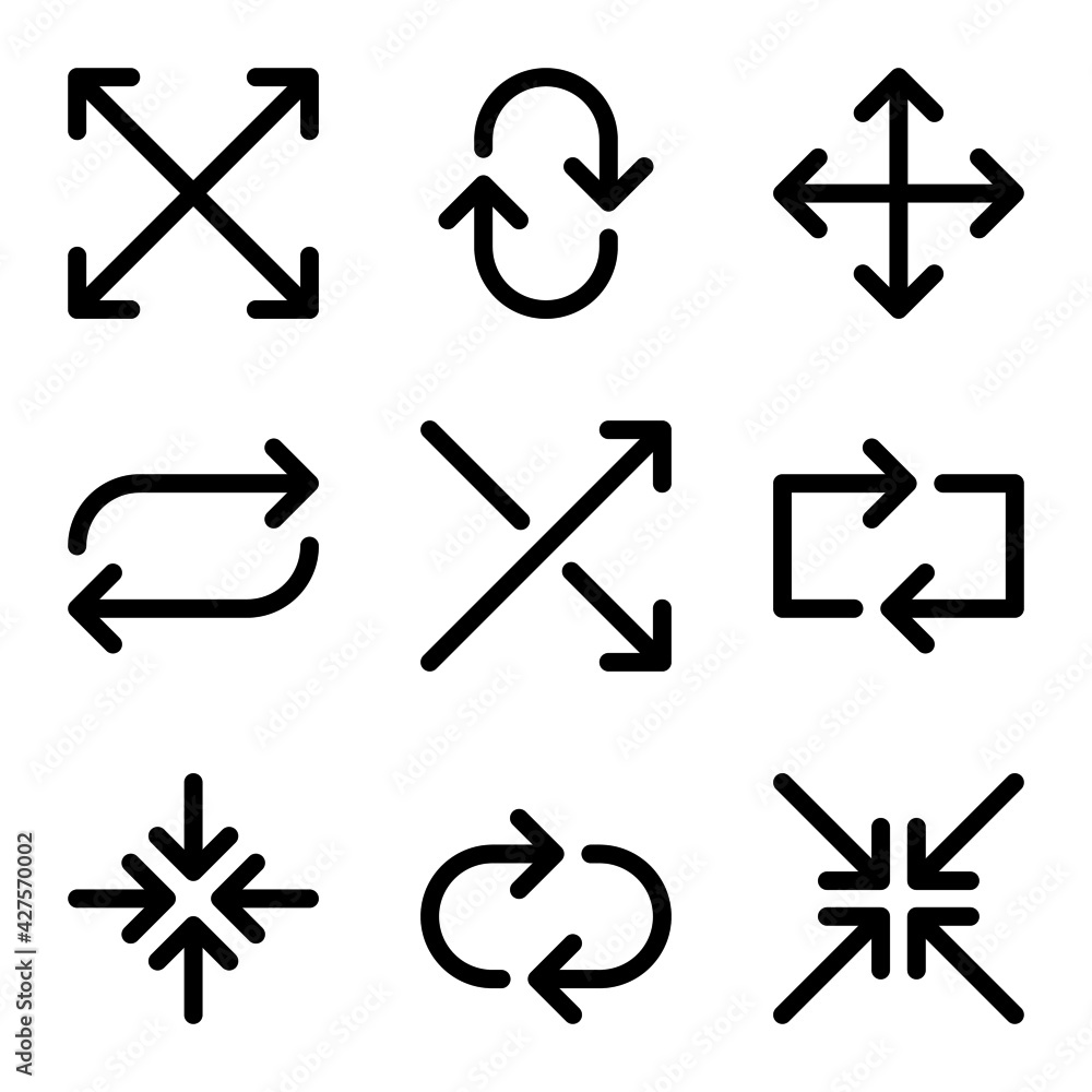 Arrowhead icon set with outline style. Suitable for website design, logo, app and UI. Arrowhead icon set with outline style. Suitable for website design, logo, app and UI.
