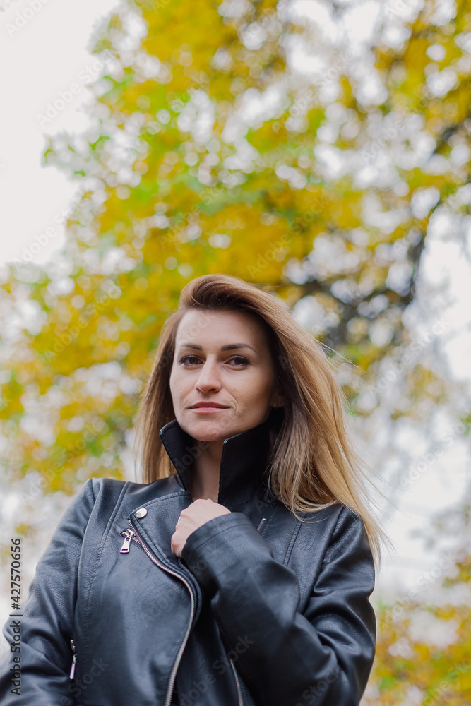 Beautiful woman portrait in forest in autumn. Beautiful woman portrait in forest in autumn.