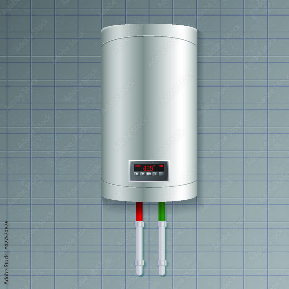 Vecteur Stock Water heater. Boiler, electronic water heater hanging on