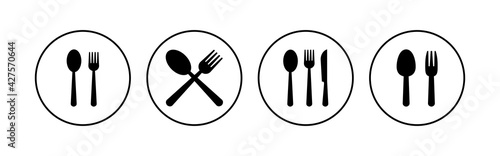 spoon and fork icon set. spoon, fork and knife icon vector. restaurant icon