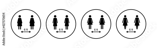 Social distancing icon set. social distance icon. self quarantine sign