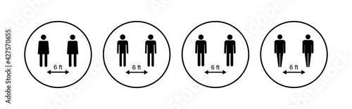 Social distance icon set. social distancing icon. self quarantine sign