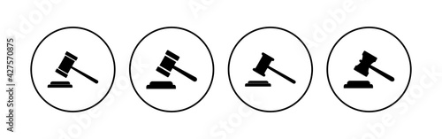 Gavel icon set. judge gavel icon vector. law icon vector. auction hammer