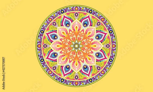 Mandala coloring book for kids mandala coloring page yellow background	
