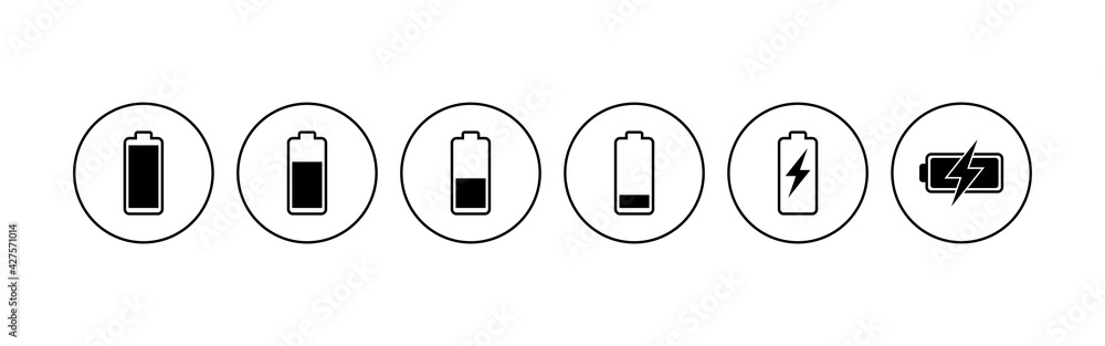 Battery icon set. battery charge level. battery Charging icon Battery icon set. battery charge level. battery Charging icon