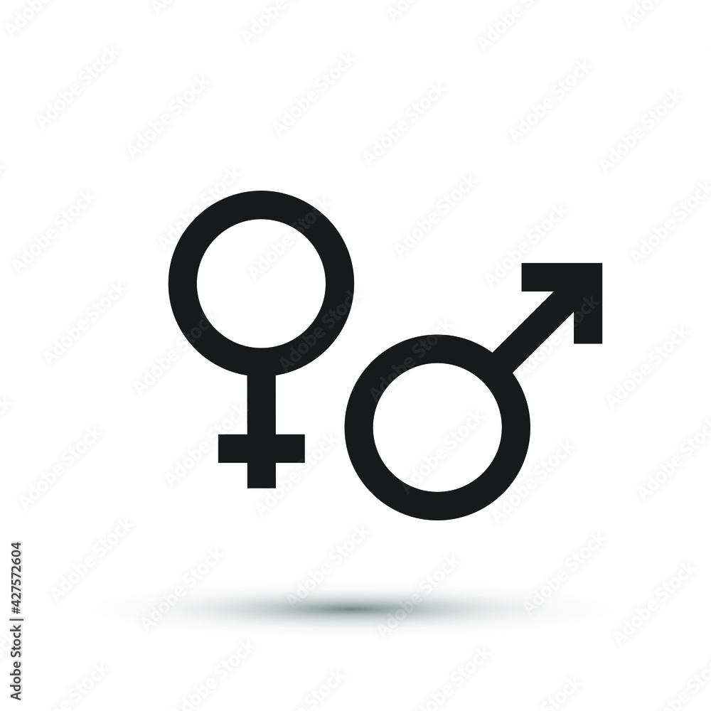 Gender icon. Isolated vector Venus and Mars planets symbol of women and men. Female and Male sex identity sign. Gender icon. Isolated vector Venus and Mars planets symbol of women and men. Female and Male sex identity sign.