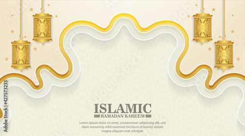 luxury white ramadan kareem banner