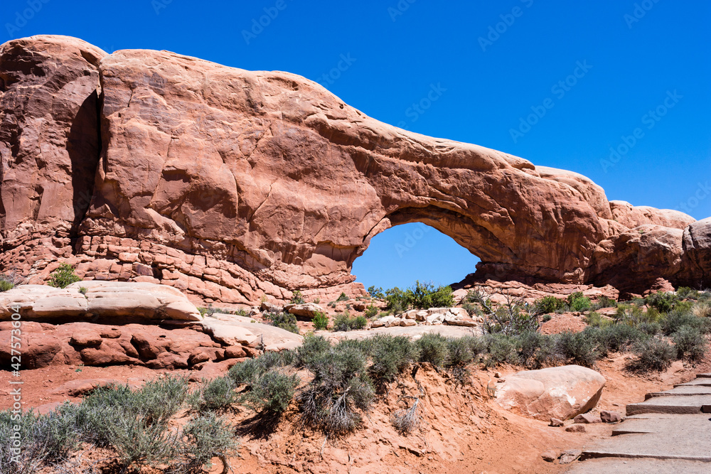 North Window Arch in the Windows section of Arches National Park - Moab, Utah, USA