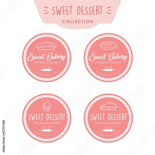 Bakery and Dessert Logo, Sweet Bakery Logo, Simple Bakery Logo Set, Bakery Logo Collection Vector Template