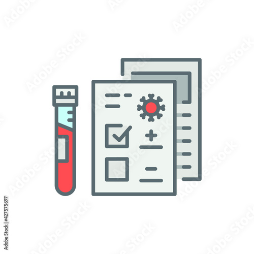 Covid test icon. Simple filled outline style. Positive corona virus result, negative, rapid, plasma, research, medical concept. Vector illustration isolated on white background. EPS 10. © Fourdoty