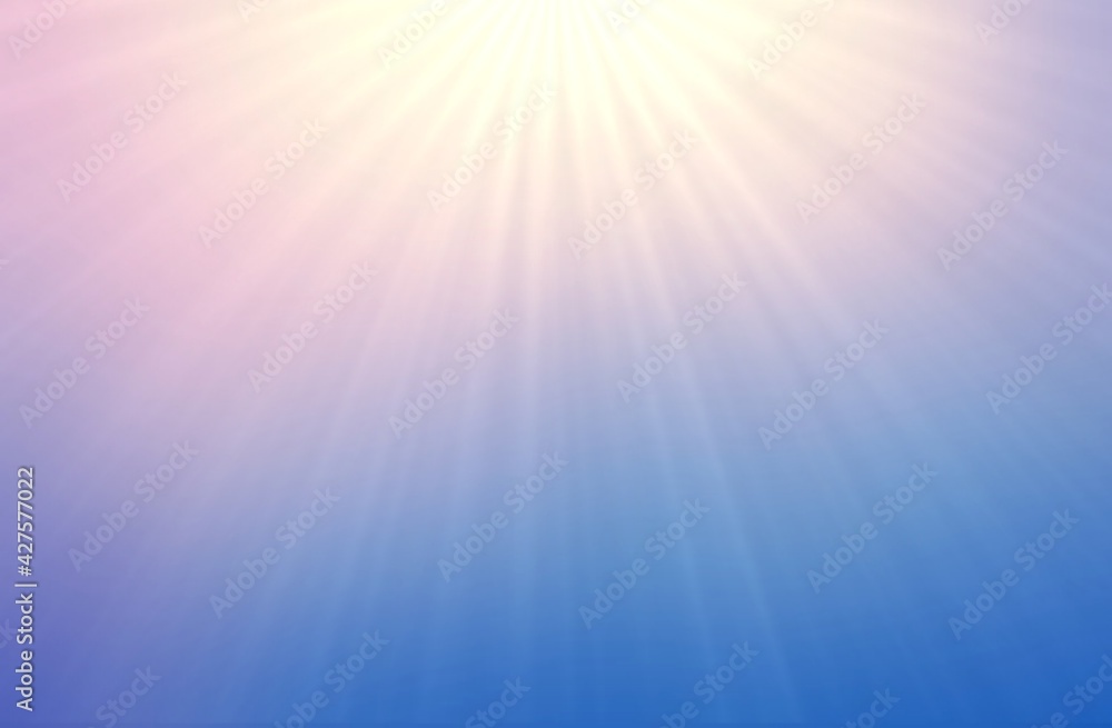 Sunlight rays in blue pink sky empty background. Abstract simple pattern. Sunlight rays in blue pink sky empty background. Abstract simple pattern.