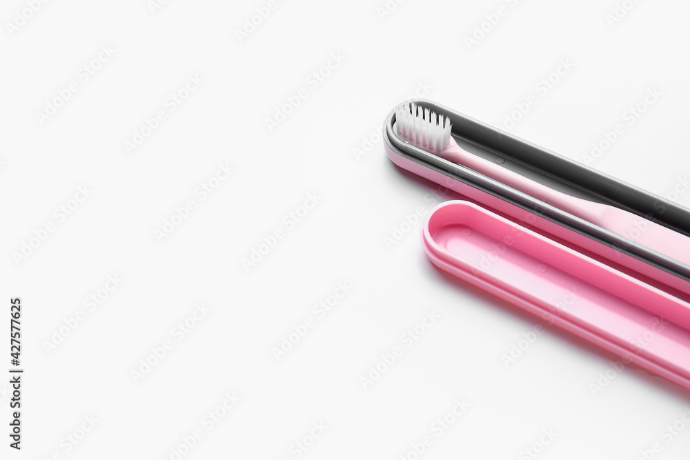 Tooth brush with case on white background Tooth brush with case on white background