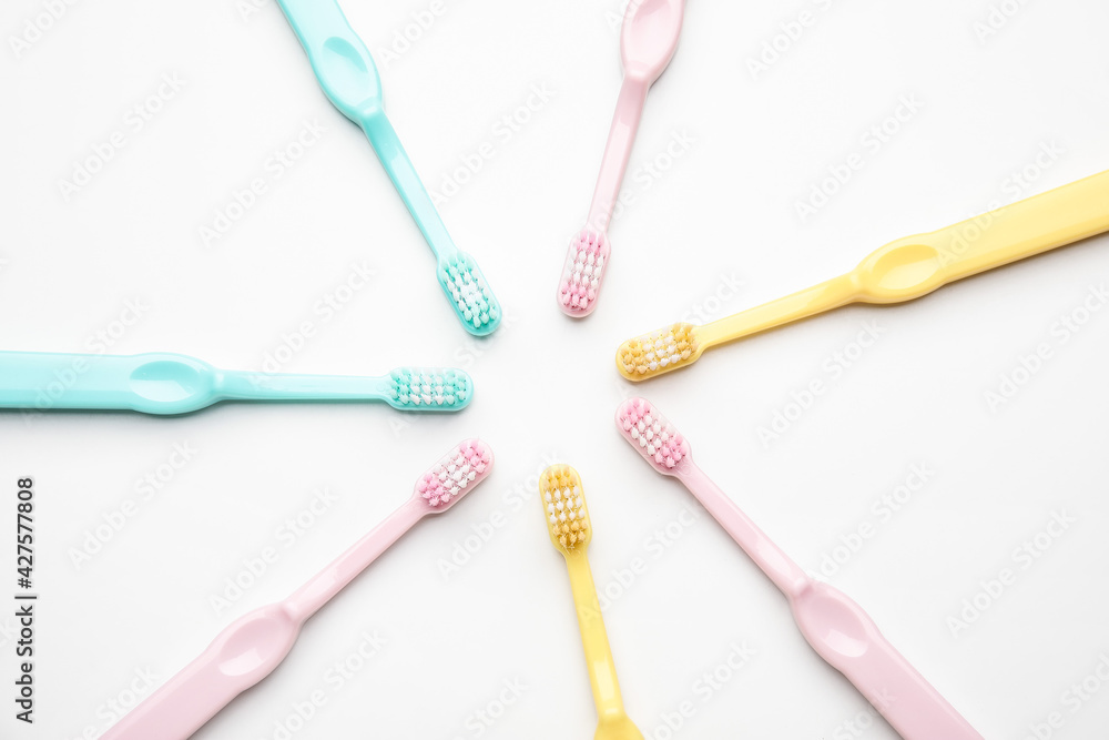 Tooth brushes on white background Tooth brushes on white background