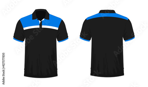 T-shirt Polo blue and black template for design on white background. Vector illustration eps 10.