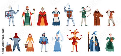 Fotografia Middle Ages people of different estates set, flat vector illustration isolated
