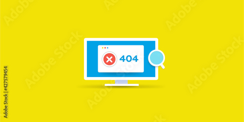 404 web page on computer screen.  Web page not found concept. Searching page on browser internet, 3d style concept.