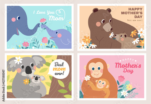 Cute animals celebrate mother's day