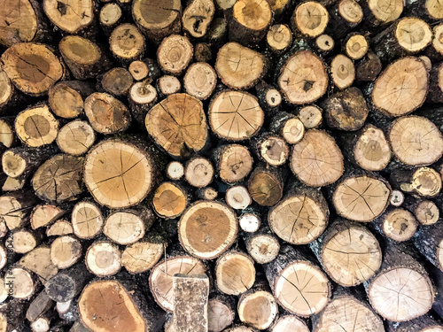 Stack of cut woods for fireplace