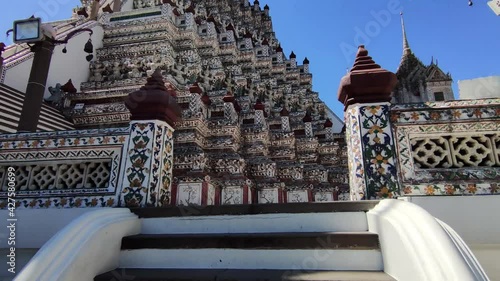 Historical Wat Arun (Temple Of Dawn) , Bangkok, The Famous Tourist Attraction in Thailand, An ancient temple built in the Ayutthaya period. photo