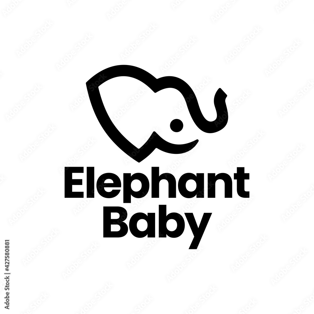 Obraz premium elephant baby logo vector icon illustration