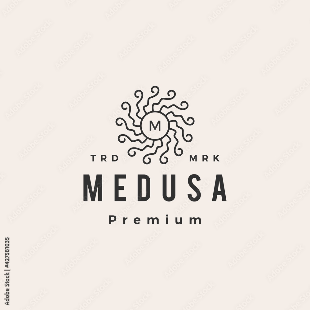 medusa mandala hipster vintage logo vector icon illustration