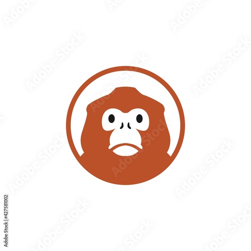 golden snub nosed monkey round logo vector icon illustration