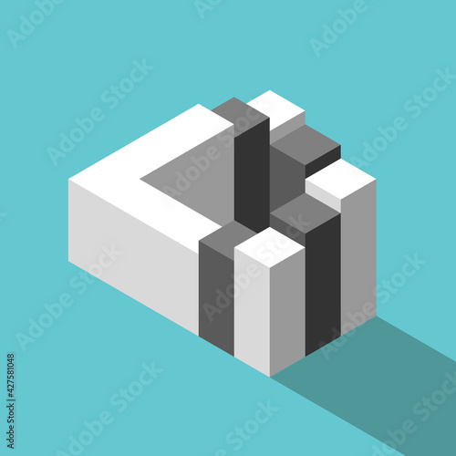Impossible staircase or Penrose stairs. Infinite ascend or descend, optical illustion and meaningless path concept. Flat design. EPS 8 vector illustration, no transparency, no gradients