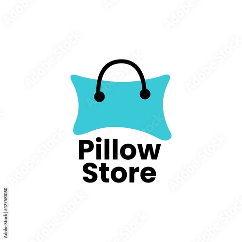 pillow shop shopping bag logo vector icon illustration