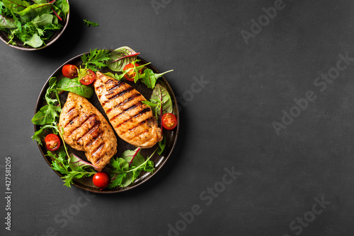 Grilled chicken breast and salad