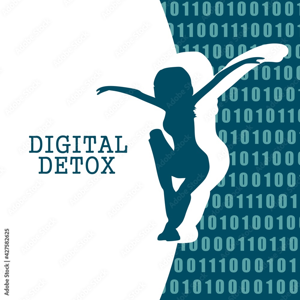Digital detox concept illustration. Addicteion of devices Digital detox concept illustration. Addicteion of devices