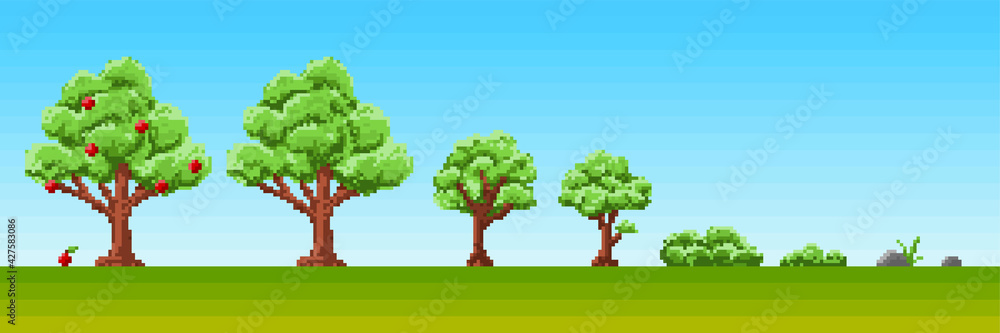 Obraz premium 8bit pixel apple tree life cycle