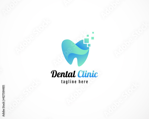 Dental Clinic Dental Logo Abstract design vector template Linear style design. Dental doctor medical Logotype icon concept