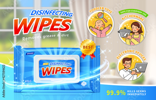 Safe disinfecting wet wipes ad
