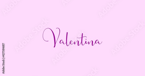 Valentina Female Name in Stylish Lettering Text Animation on Pink Background- 4k